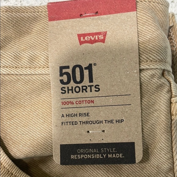 Levi's Tan Jean Shorts High-Waisted Cut-Off - Picture 2 of 6